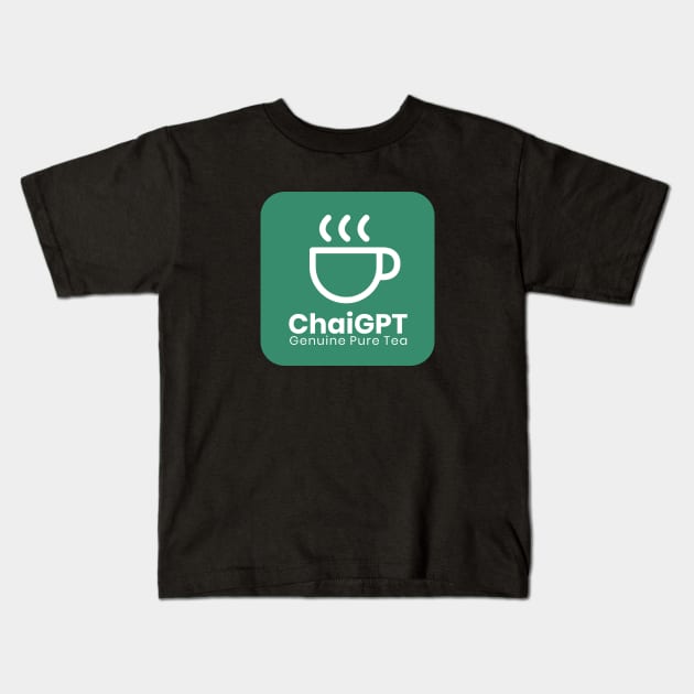 ChaiGPT - Chai Tea - ChatGPT Style (White-Green) Kids T-Shirt by SallySunday